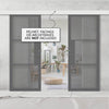 Double Sliding Door & Wall Track - Tribeca 3 Pane Black Painted Door - Tinted Glass