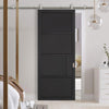 Sirius Tubular Stainless Steel Sliding Track & Chelsea 4 Panel Black Painted Door - Prefinished