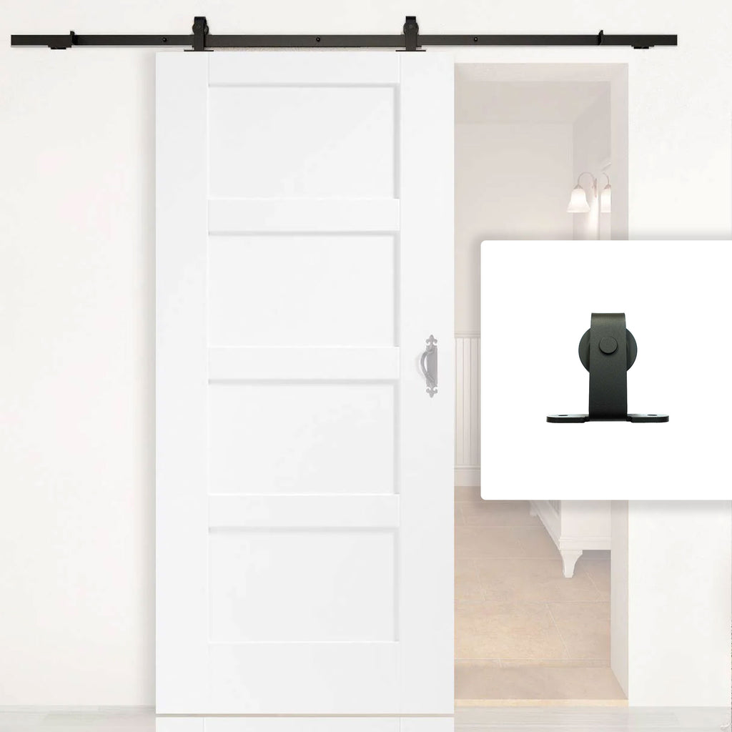 Black Single Sliding Track for Wooden Doors - Top Mounted