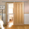 Sirius Tubular Stainless Steel Sliding Track & Idaho 3 Panel Oak Door - Unfinished