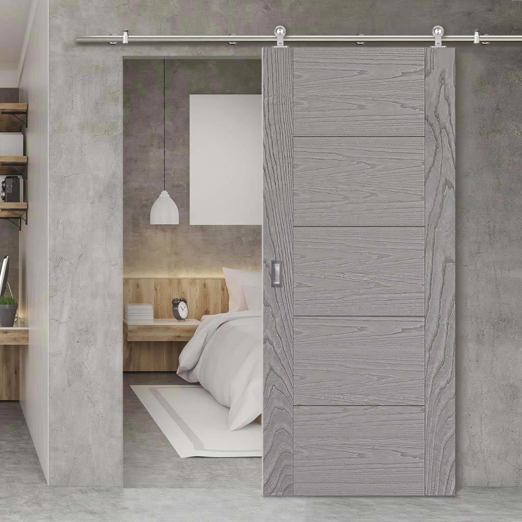 Sirius Tubular Stainless Steel Sliding Track & Vancouver Light Grey Door - Prefinished