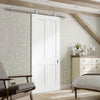 Sirius Tubular Stainless Steel Sliding Track & Victorian Shaker 4 Panel Door - White Primed