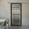 Sirius Tubular Stainless Steel Sliding Track & Soho 4 Pane Door - Clear Glass - Black Painted