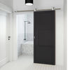 Sirius Tubular Stainless Steel Sliding Track & Tribeca 3 Panel Black Painted Door - Prefinished