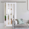 Sirius Tubular Stainless Steel Sliding Track & Utah 3 Pane Door - Clear Glass - Primed
