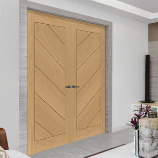 Image: Bespoke Torino Oak Internal Door Pair - Prefinished