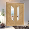 Bespoke Torino Oak Internal Door Pair - Clear Glass - Prefinished