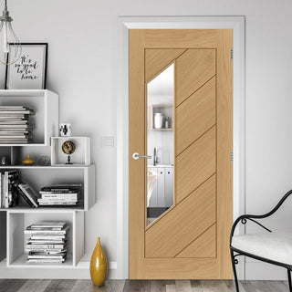 Image: Torino Oak Door - Clear Glass - 1/2 Hour Fire Rated - Prefinished