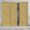 Three Sliding Maximal Wardrobe Doors & Frame Kit - Torino Oak Door - Prefinished