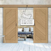 Double Sliding Door & Wall Track - Torino Oak Door - Prefinished