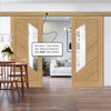 Double Sliding Door & Wall Track - Torino Oak Door - Clear Glass - Prefinished