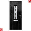 Cottage Style Tortola 1 Composite Front Door Set with Jet Glass - Shown in Black