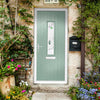 Cottage Style Tortola 1 Composite Front Door Set with Murano Green Glass - Shown in Chartwell Green