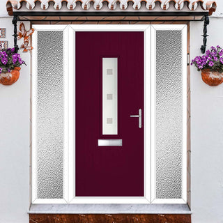 Image: Cottage Style Tortola 1 Composite Front Door Set with Double Side Screen - Ellie Glass - Shown in Purple Violet