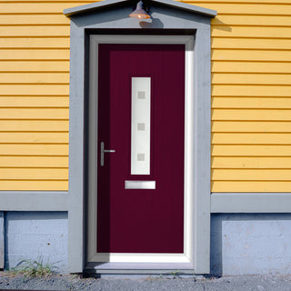 Image: Cottage Style Tortola 1 Composite Front Door Set with Ellie Glass - Shown in Purple Violet