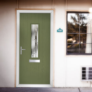 Image: Cottage Style Tortola 1 Composite Front Door Set with Matrix Glass - Shown in Reed Green