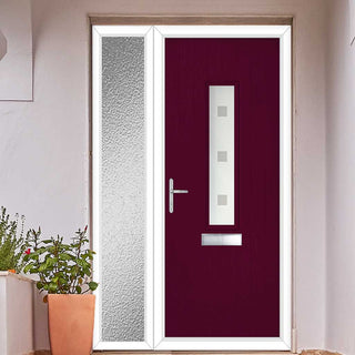 Image: Cottage Style Tortola 1 Composite Front Door Set with Single Side Screen - Ellie Glass - Shown in Purple Violet