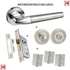 Toulon Mediterranean Bathroom Lever on Rose - Satin Nickel - Polished Chrome Handle Pack