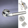 Toulon Mediterranean Bathroom Lever on Rose - Satin Nickel - Polished Chrome Handle Pack