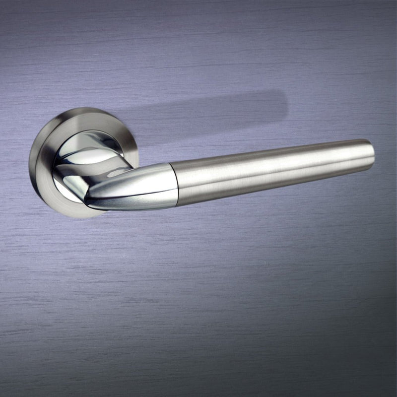 Merlot Lever Toulon Mediterranean Lever on Rose - Satin Nickel - Polished Chrome ...