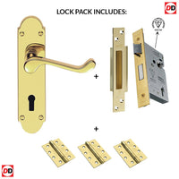 DL168 Oakley Suite Lever Lock Polished Brass Handle Pack