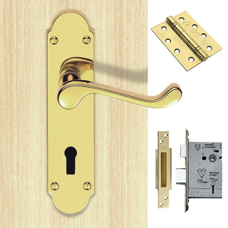 Image: DL168 Oakley Suite Lever Lock Polished Brass Handle Pack