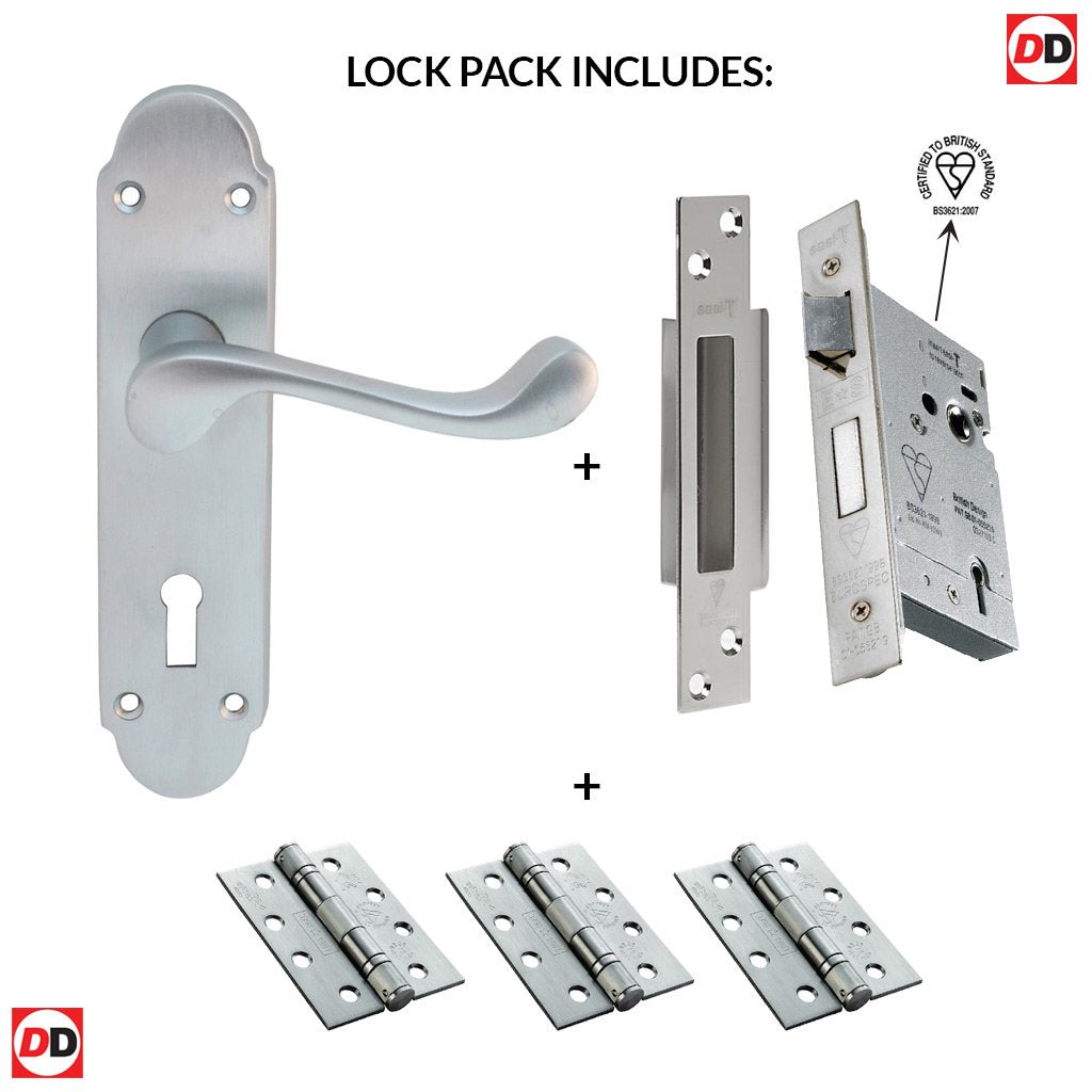 DL168 Oakley Suite Lever Lock Satin Chrome Handle Pack