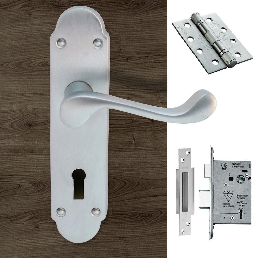 DL168 Oakley Suite Lever Lock Satin Chrome Handle Pack
