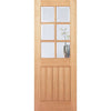 Single Sliding Door & Track - Mexicano 6 Pane Oak Door - Bevelled Clear Glass - Prefinished