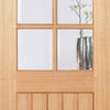 Single Sliding Door & Track - Mexicano 6 Pane Oak Door - Bevelled Clear Glass - Unfinished