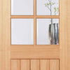 Double Sliding Door & Track - Mexicano Oak 6L Doors - Bevelled Clear Glass - Unfinished
