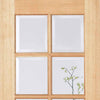 Single Sliding Door & Track - Mexicano 6 Pane Oak Door - Bevelled Clear Glass - Unfinished