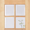 Double Sliding Door & Track - Mexicano Oak 6L Doors - Bevelled Clear Glass - Unfinished