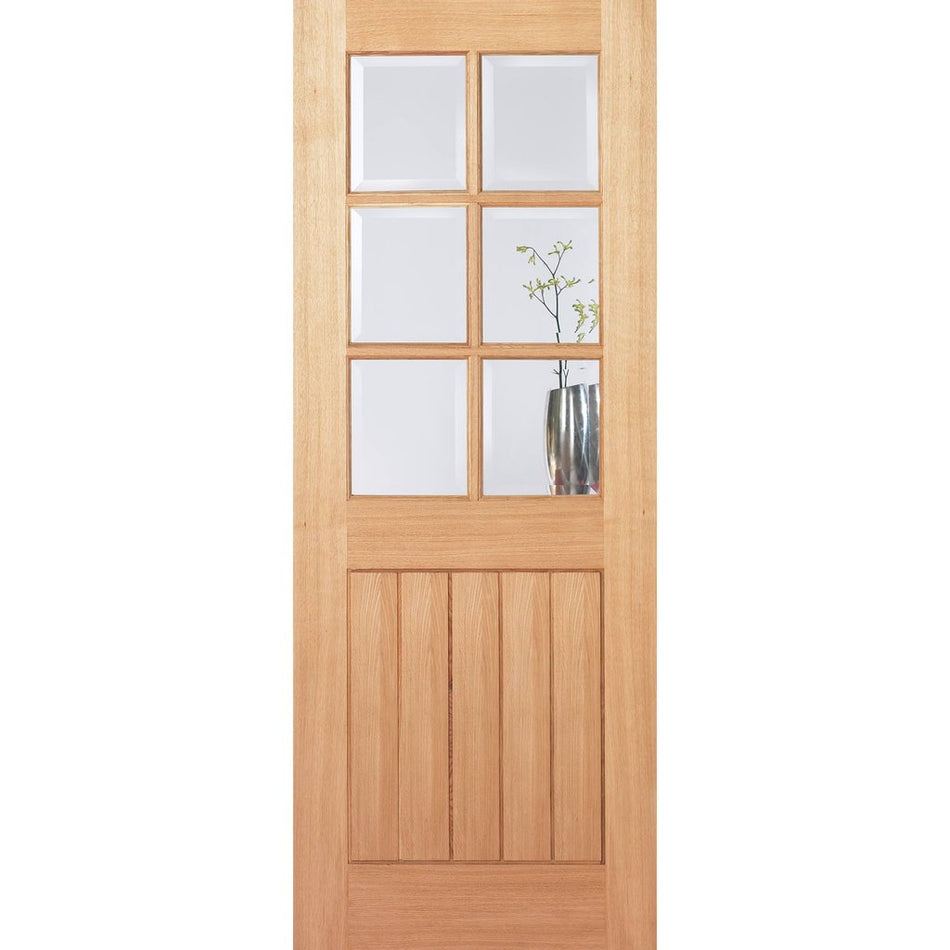 mexicano white oak 6 light door bevelled clear safety glass 
