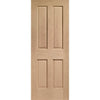 Single Sliding Door & Wall Track - Victorian Oak 4 Panel Door - No Raised Mouldings - Prefinished