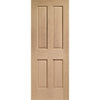 Two Folding Doors & Frame Kit - Victorian Oak 4 Panel 2+0 - No Raised Mouldings - Prefinished