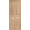 Three Folding Doors & Frame Kit - Victorian Oak 4 Panel 2+1 - No Raised Mouldings - Unfinished