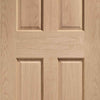 Four Folding Doors & Frame Kit - Victorian Oak 4 Panel 2+2 - No Raised Mouldings - Unfinished
