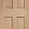 Three Folding Doors & Frame Kit - Victorian Oak 4 Panel 3+0 - No Raised Mouldings - Unfinished