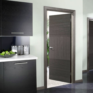 Image: Bespoke Tres Charcoal Black Flush Door - Prefinished