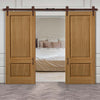 Double Sliding Door & Track - Trent 2 Panel Oak Doors - Prefinished