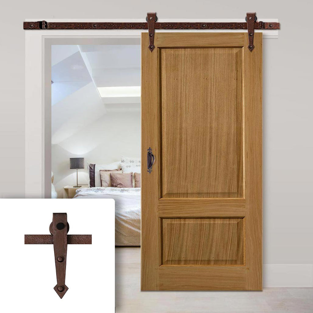 Single Sliding Door & Arrowhead Antique Rust Track - Trent Oak Door