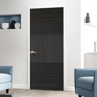 Image: Bespoke Tres Charcoal Black Flush Fire Door - 1/2 Hour Fire Rated - Prefinished