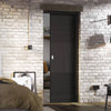 Tres Charcoal Black Flush Evokit Pocket Fire Door - 30 Minute Fire Rated - Prefinished