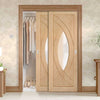 Bespoke Thruslide Treviso Oak Glazed 2 Door Wardrobe and Frame Kit