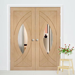 Image: Bespoke Treviso Oak Glazed Door Pair - Prefinished