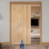 Bespoke Thruslide Treviso Oak Glazed - 2 Sliding Doors and Frame Kit - Prefinished