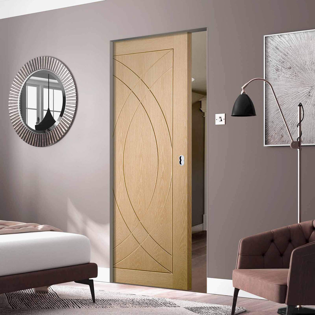 Bespoke Treviso Oak Flush Single Frameless Pocket Door