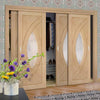 Bespoke Thruslide Treviso Oak Glazed 4 Door Wardrobe and Frame Kit - Prefinished