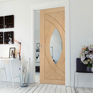 Image: Bespoke Treviso Oak Glazed Single Pocket Door